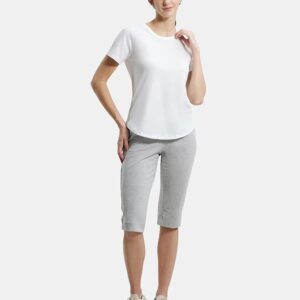 Jockey AW88 Women Super Combed Cotton Rich Relaxed Fit Solid Curved Hem Styled Half Sleeve T-Shirt